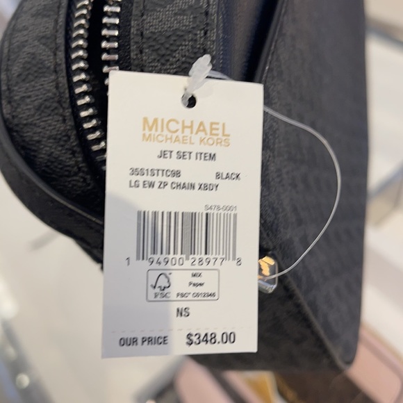 Michael Kors Jet Set Item Large East West Zip Chain MK Signature Crossbody Bag - Picture 10 of 16